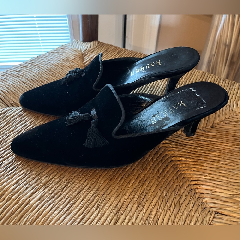 Lauren Ralph Lauren Black Mules with Tassels
